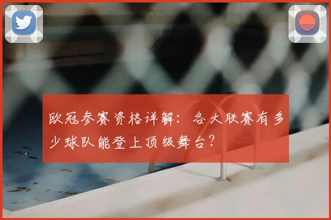 欧冠参赛资格详解：各大联赛有多少球队能登上顶级舞台？